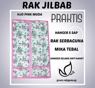 HANGER JILBAB BESI LAPIS SELANG ANTI KARAT ORGANIZER RAK GANTUNG JILBAB ADA SAKU TEMPAT BROS PINK MU