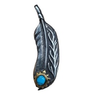 Takahashi Goro’s Style Stainless Steel Turquoise Feather Pendant