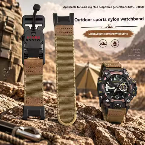 Lightweight Woven Nylon Strap for Casio G-Shock Mudmaster GWG-B1000 Waterproof Breathable Outdoor Sp