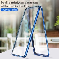 OPPO A74 A12e A12 A53 A52 A92 A3S A5S A7 A5 A9 2020 F9 F11 Pro R9S R11S Plus Metal Magnetic Double-sides Front Back Glass Protective Case