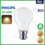 【NEW】 PHILIPS BULB B22 40W 60W Softone Standard Light Soft White 240V T55 SW Energy Saving Mentol La