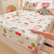 Soft Washed Cotton Cadar Cartoon Print Crayon Shin-chan Fitted Bedsheet High Quality Breathable Doub