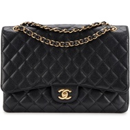 Chanel Black Caviar Quilted Jumbo Classic Single Flap Gold Hardware, 2009