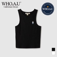 [WHO.A.U] Steve Ribbed Crop Sleeveless[B] | WHRNE2564F