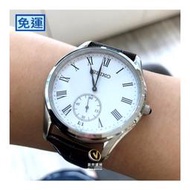 精工SEIKO 羅馬刻度+小秒針圈_石英咖皮帶男錶☆公司貨☆SRK049P1_SK002☆實體店家保固三年