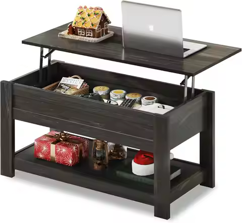 Coffee Table, 39" Lift Top Coffee Table with Hidden Compartment and Storage Shelf for Living Room, E