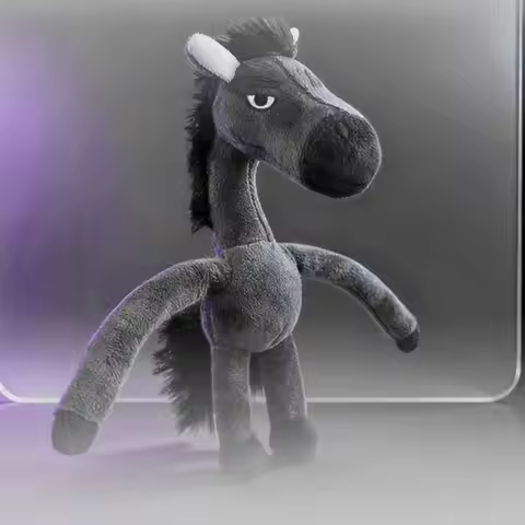 Cartoon Simulation Horse Stuffed Keychain Exquisite Craftsmanship Fantasy Style Horse Keyring Black