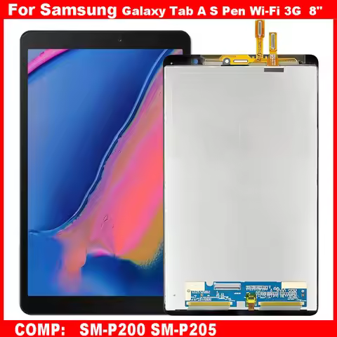 NEW For Samsung Galaxy Tab A S Pen Wi-Fi 3G SM-P200 SM-P205 P200 P205 8" LCD Display Touch Screen Di