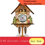 YQ7 Creative Retro Cuckoo Wall Clock Cuckoo Wood Pendulum Swinging Bird Decorative Hanging Time Alarm Clo