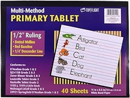 Top Flight Multi-Method 3rd Grade Primary Tablet, 1/2 Inch Ruling, Bond Paper, 11 x 8.5 Inches, 40 Sheets (56419), White
