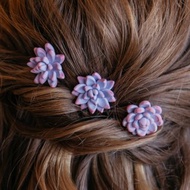 Succulent hairpin.Plant hair accessories. Boho wedding hair, bridal hair piece.