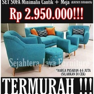 SET Sofa Minimalis Cantik / Sofa Retro Informa IKEA Minimalis + Meja