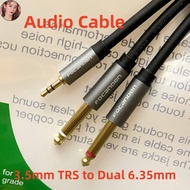 EEM 3.5 mm to 2 x 6.35 mm Cable 15ft 1/8 to 1/4 Stereo Cable 1/8 inch Male Stereo to Dual 1/4 Mono M