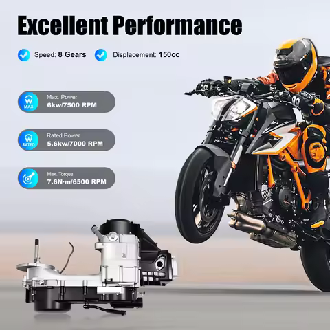 150cc GY6 Cylinder Scooter Engine Motor, Long Case Scooter Engine Motor Kit CVT Single Cylinder Air