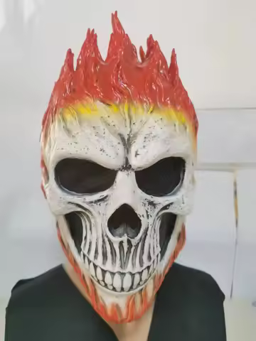 Halloween New Style Ghost Rider Mask Terrifying Ghost Full Face Mask Skull Latex Headgear