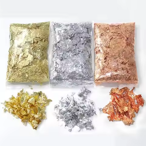 2g/Bag Imitation Gold Sliver Copper Foil Sequins Glitters Craft Leaf Flake Sheets Bulk Foil Paper Fo