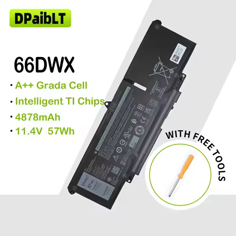 DPaibLT NEW 57Wh 11.4V 4878MAH 66DWX Replacement LAPTOP BATTERY for Latitude 7340 7440 7640 Series W