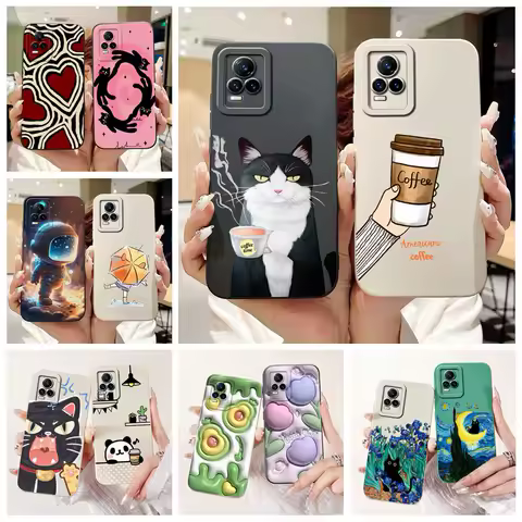 For Vivo V21e 4G Case V2061 Luxury Candy Painted Cover Soft Silicone Phone Case For Vivo V21 V 21 Vi