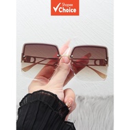 Metal Frameless Sunglasses for Women Oversized Vintage Hollow Round Fashion Circle Sunglasses