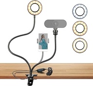 Webcam Light Stand for Live Stream, Selfie Ring Light with Webcam Mount for Logitech C925e, C922x, C930e, C922, C930, C920, C615, Brio 4K, Compatible 1/4" Threaded Hole