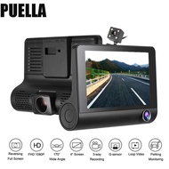 PUELLA Car Driving Tachograph, Three Lenses Front Rear Inside HD Driving Recorder, G Sensor Simultan