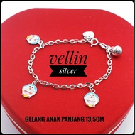 925 Silver Children's Bracelet with White Gold Plating - 925 Silver Children's Bracelet