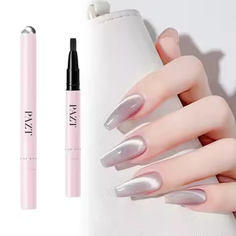 Portable Cat Eye Nail Art Pen with Magnet, Multi-Function 7-in-1 Nail Gel Pen, Beginner Friendly One