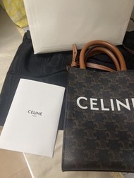 Celine 帆布拼皮直式 Cabas Tote 手袋