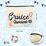 Dripykiaa 6Pcs Cruise Survival Kit Cruise Makeup Bag Canvas Fun Travel Cosmetic Bag Cruise Accessori