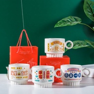 botol air 水瓶 botol air tahan sejuk High-value Mug Creative Ceramic Mug Souvenir Cartoon Stacking Cup