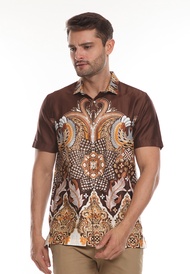 MOC Kemeja Batik Lengan Pendek Modern Fit SHARPAKA-BROWN