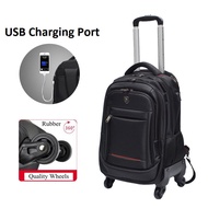 Trolley Laptop Backpack With 4 Wheels Waterproof School Rucksack Travel Bag Cabin Size For Men Women