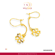 WELL CHIP Five Leaf Clover Shaped Gold Earring- 916 Gold/Anting-anting Emas - 916 Emas