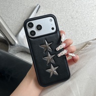 Embossed leather star iPhone 17pro Max 17pro 17 16pro Max 16pro 16 15pro Max 15pro 15 anti drop shel