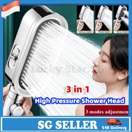 SG Local stock 3 In 1 High Pressure Shower Head With Filter Shower Head High Pressure Water Saving One-Key Stop Water Massage with Filter Element 花洒