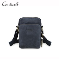 CONTACTS Genuine Leather Men Mini Crossbody Messenger Bags Phone Pouch Traveling Casual Small Should
