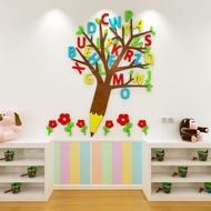 [DAORUI Home Furnishing] Cartoon Letter Tree Wall Stickers English Letter Wall Stickers 3D Acrylic Mirror Stickers School Kindergarten Wall Decoration Stickers School Decoration Wall Stickers