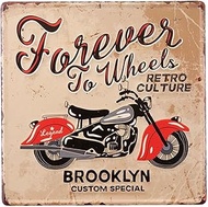 Autumn Trade MP24013 Antique Embossed Plate Forever to Wheels W11.8 x D0.08 x H11.8 inches (30 x 0.2