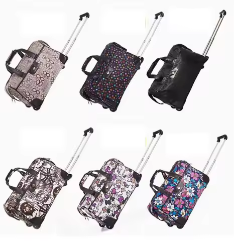 Women 18 inch carry on hand luggage trolley bag women travel trolley bag travel tote on wheels for w