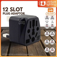 12 SLOTS  13A MULTI ADAPTOR Plug Power Adapter Universal 3 Pin Plug Socket Connector Wall 250V 13A S