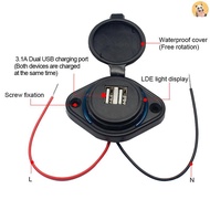 [CO] 3.1A 12-24V Car Charger Dual Waterproof Adapter Power Socket Outlet Dual USB Port Charger Power