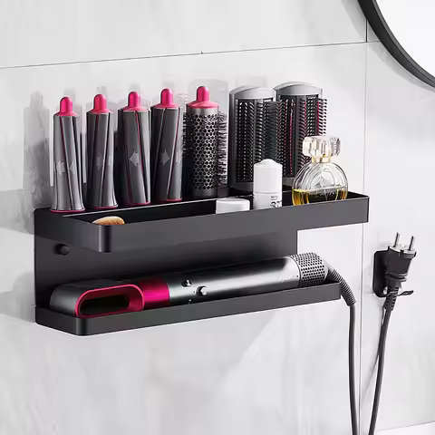 Suitable for Dyson Airwrap Wall-Mounted Shelf Dryer and Hair Curler Holder Storage Rack Hair Care To