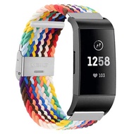 Fitbit charge3/4代智能手環彈力尼龍編織手表帶硅膠金屬替換配件