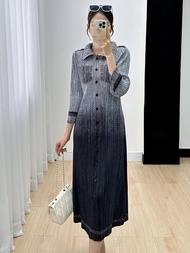 Womens New Denim Fashion Gradient Temperament Pleated Dress