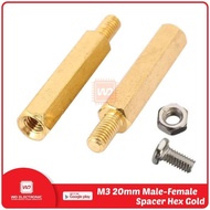 Spacer M3 20mm Spacer Gold Hex 2cm Male to Female with Screw and Nut easywa53
