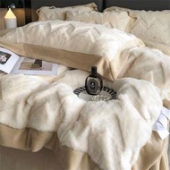 床包 床包組 四件組 A類兔毛牛奶絨四件套加厚法蘭絨床單被套雙面珊瑚絨保暖床上用品