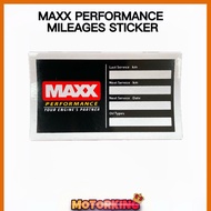 MAXX OIL MILEAGE STICKER MAXX PERFORMANCE ENGINE OIL RECORD STICKER