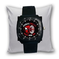 Jam Tangan FORZA MILAN AC MILAN Rubber Karet Murah Meriah Warna Hitam Unik Kotak Persegi Viral Aesth