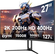 KTC H27S5 27 吋曲面遊戲顯示器,QHD 2K 200Hz / HD 400Hz 雙模式