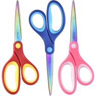 7" Student Scissors for Middle High School Crafting, Sharp Titanium Coating Blades with Pointed Tip,